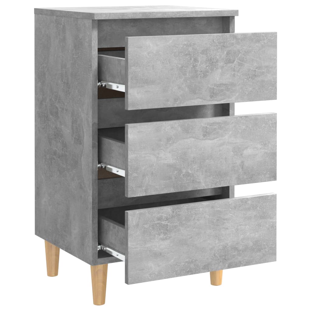 Yöpöytä täyspuiset jalat betoninharmaa 40x35x69 cm - Sisustajankoti.fi