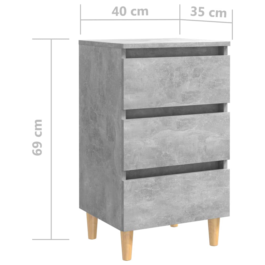 Yöpöytä täyspuiset jalat betoninharmaa 40x35x69 cm - Sisustajankoti.fi