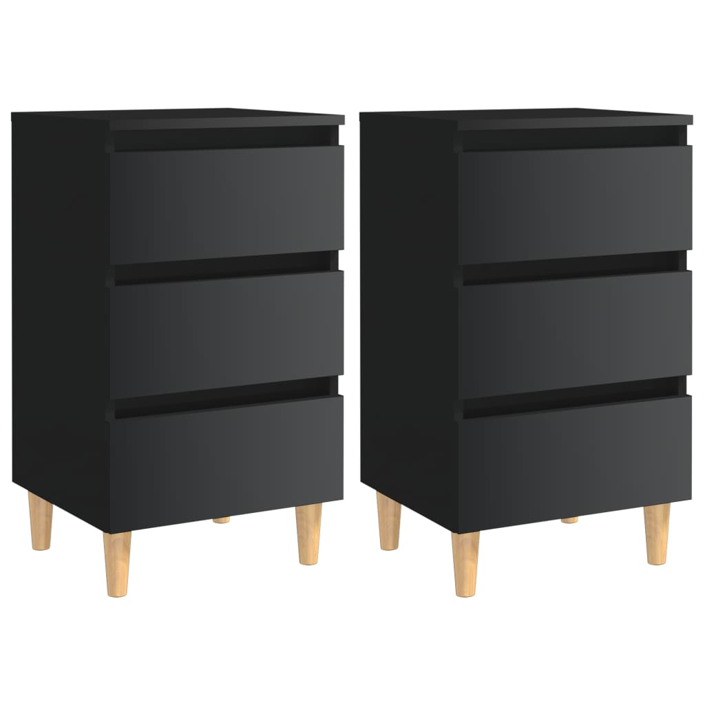 Yöpöydät puiset jalat 2 kpl korkeakiilto musta 40x35x69cm - Sisustajankoti.fi