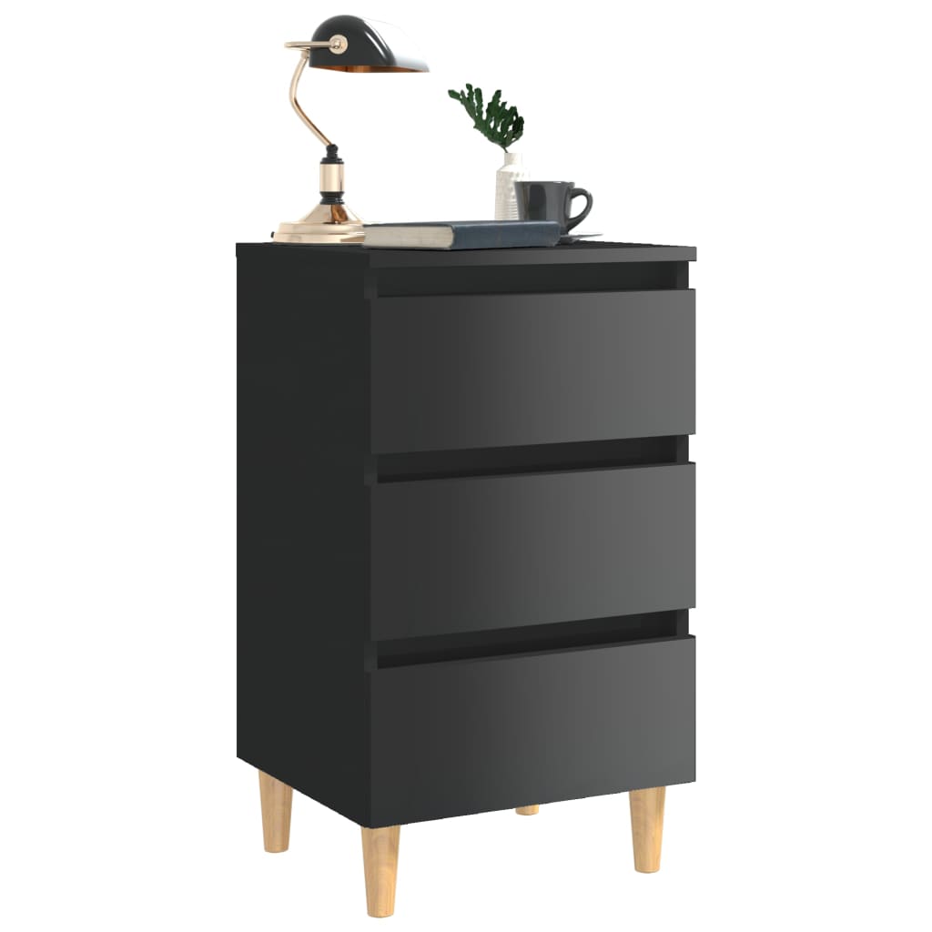 Yöpöydät puiset jalat 2 kpl korkeakiilto musta 40x35x69cm - Sisustajankoti.fi