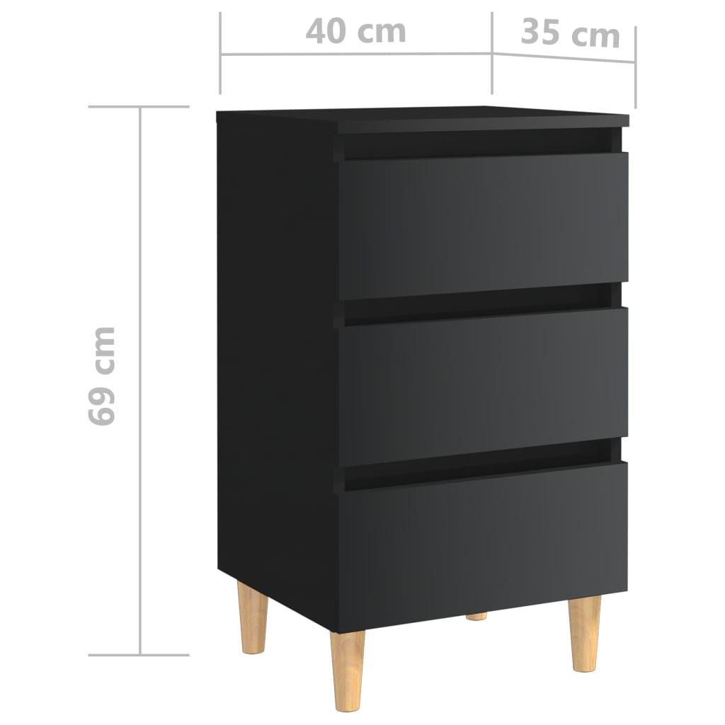 Yöpöydät puiset jalat 2 kpl korkeakiilto musta 40x35x69cm - Sisustajankoti.fi