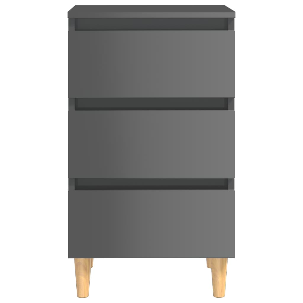 Yöpöydät puiset jalat 2 kpl korkeakiilto harmaa 40x35x69cm - Sisustajankoti.fi