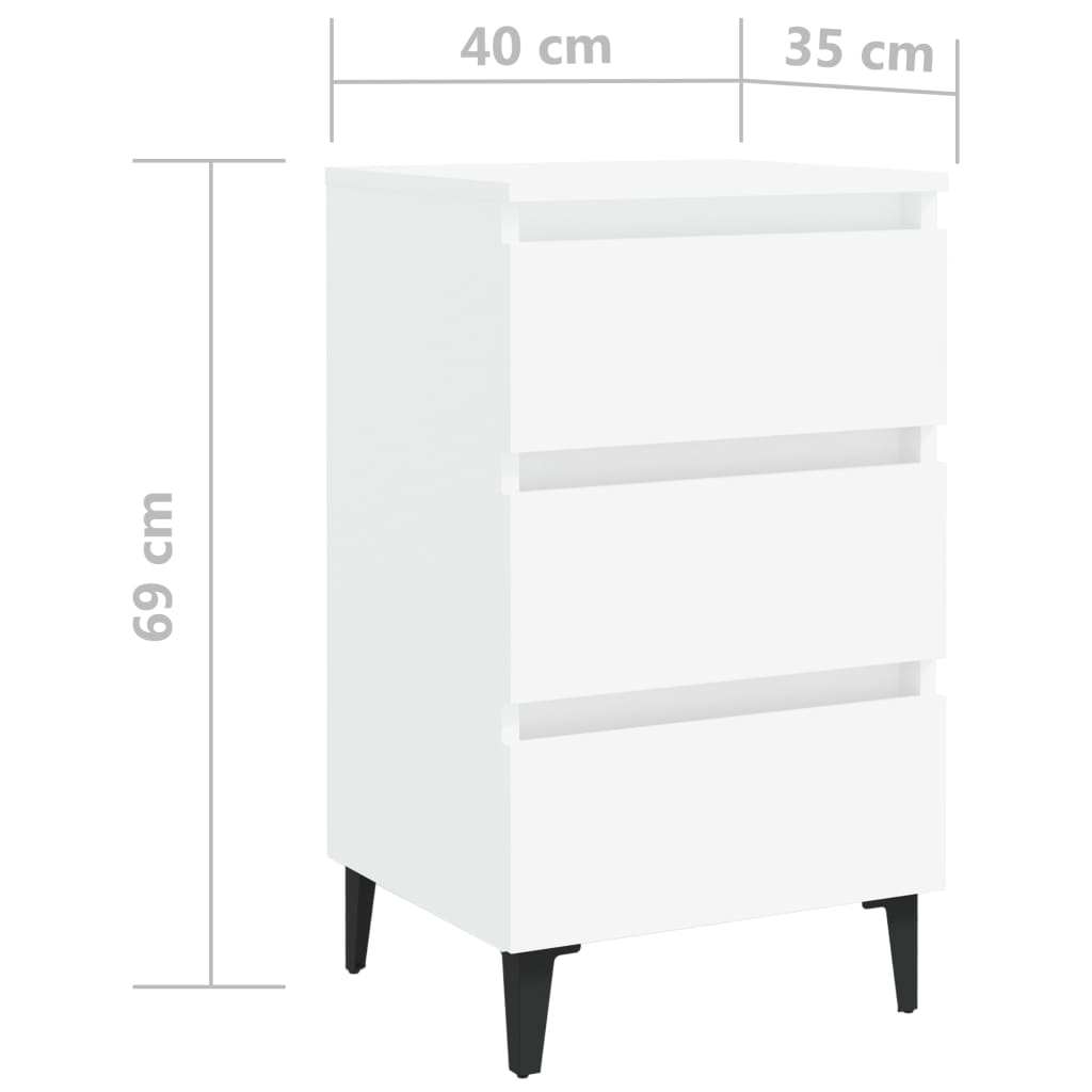 Yöpöytä metallijaloilla valkoinen 40x35x69 cm - Sisustajankoti.fi