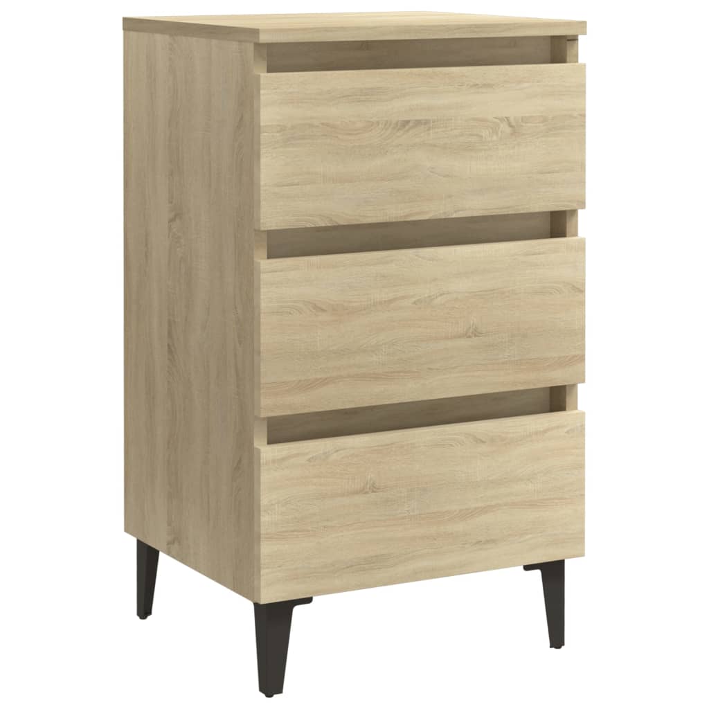 Yöpöydät metallijaloilla 2 kpl Sonoma-tammi 40x35x69 cm - Sisustajankoti.fi
