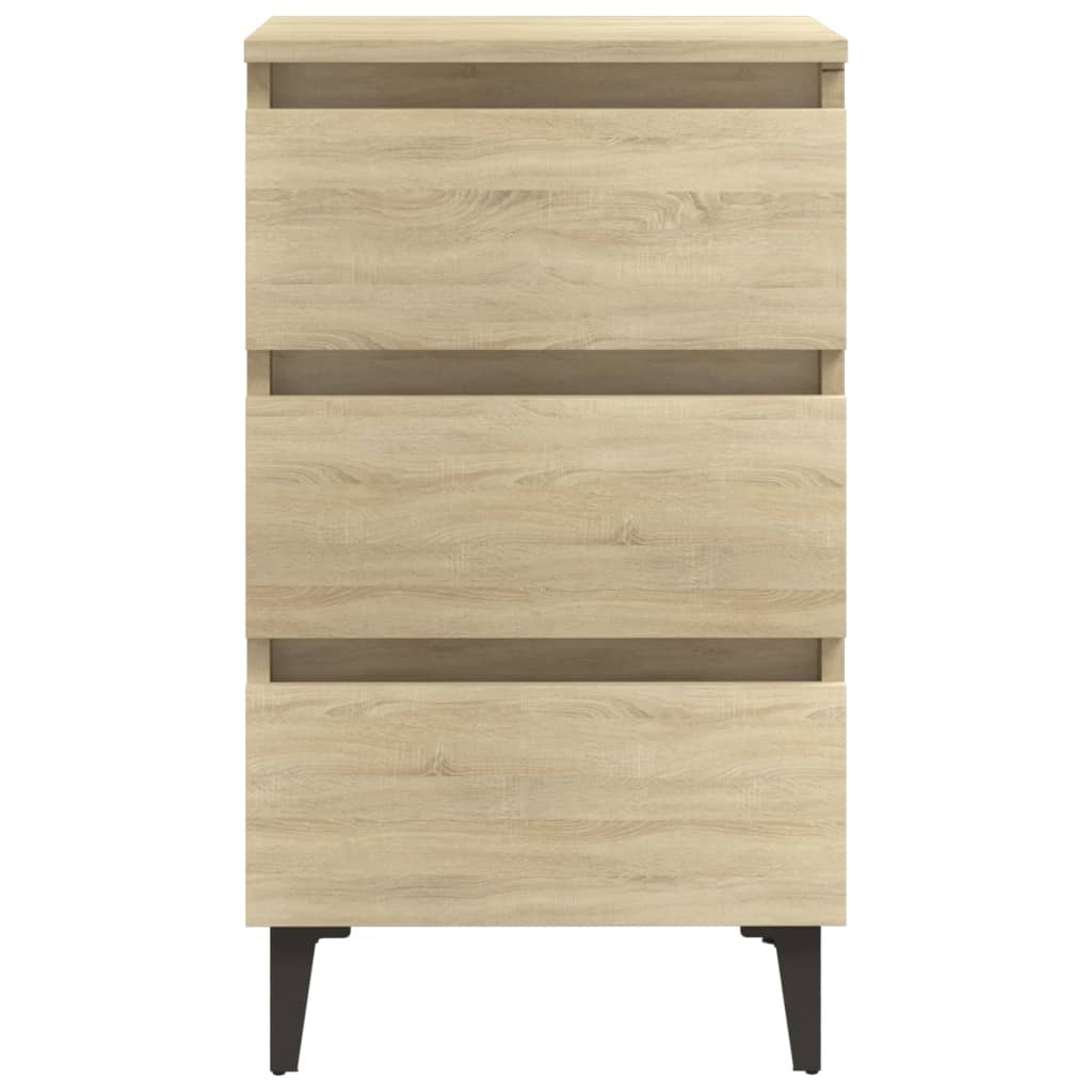 Yöpöydät metallijaloilla 2 kpl Sonoma-tammi 40x35x69 cm - Sisustajankoti.fi
