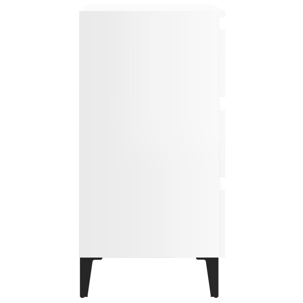 Yöpöydät metallijaloilla 2 kpl korkeakiilto valk. 40x35x69 cm - Sisustajankoti.fi