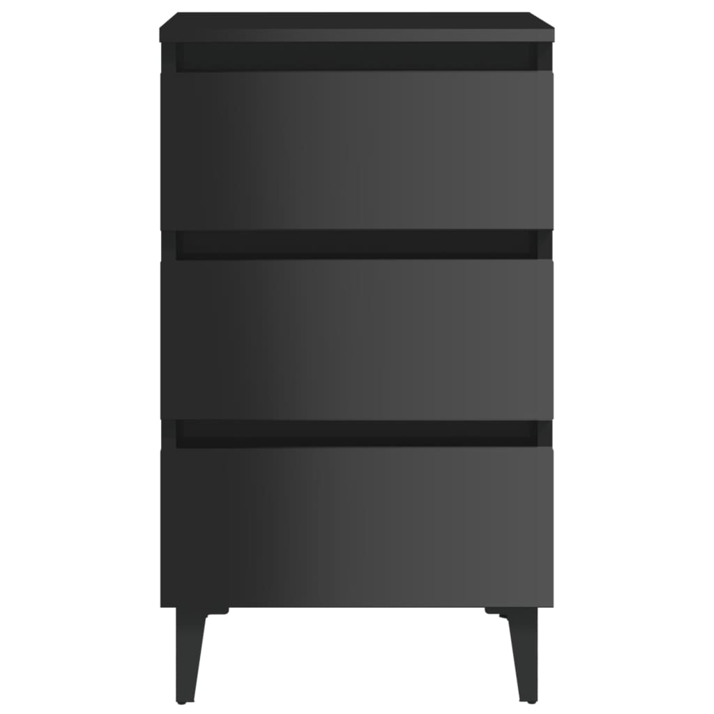 Yöpöydät metallijaloilla 2 kpl korkeakiilto musta 40x35x69 cm - Sisustajankoti.fi