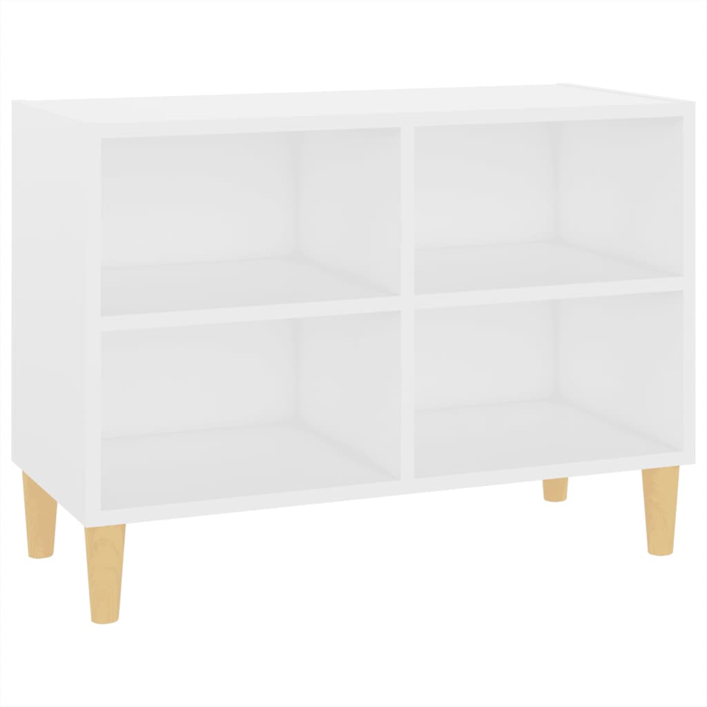 TV-taso täyspuiset jalat valkoinen 69,5x30x50 cm - Sisustajankoti.fi