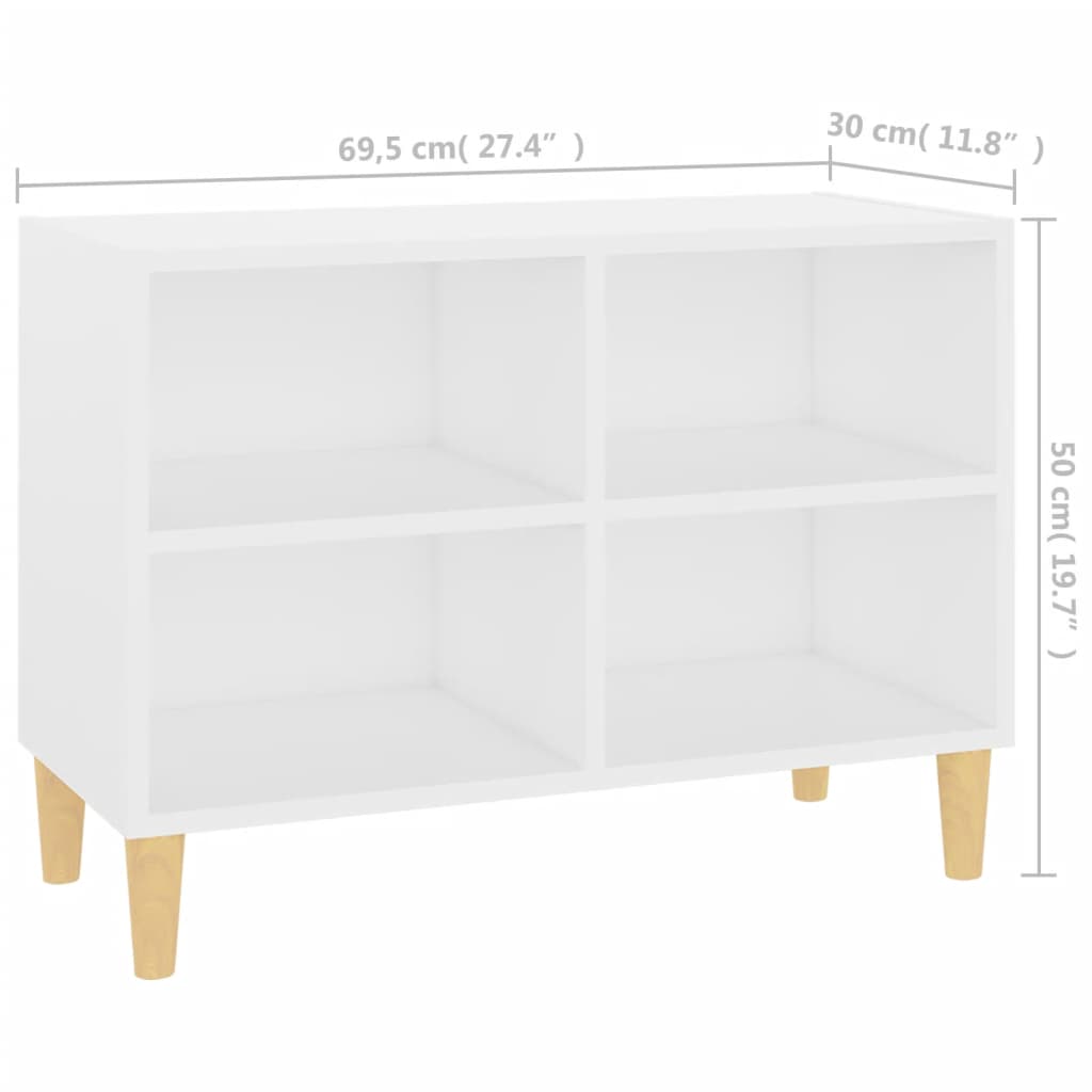 TV-taso täyspuiset jalat valkoinen 69,5x30x50 cm - Sisustajankoti.fi