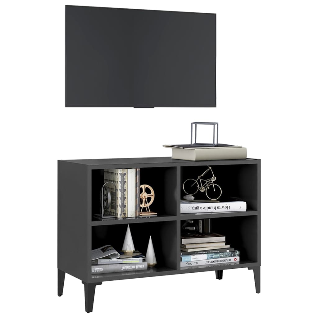 TV-taso metallijaloilla harmaa 69,5x30x50 cm - Sisustajankoti.fi