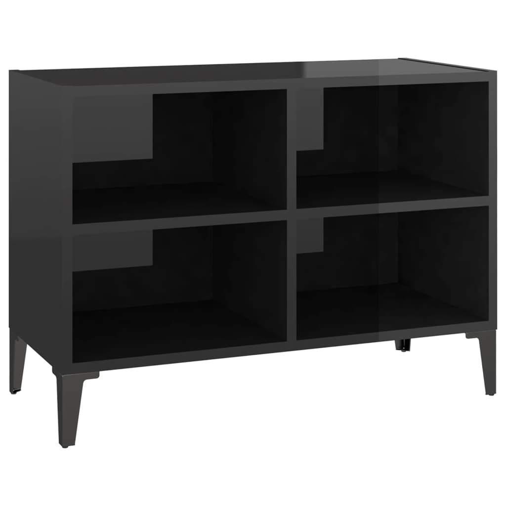 TV-taso metallijaloilla korkeakiilto musta 69,5x30x50 cm - Sisustajankoti.fi