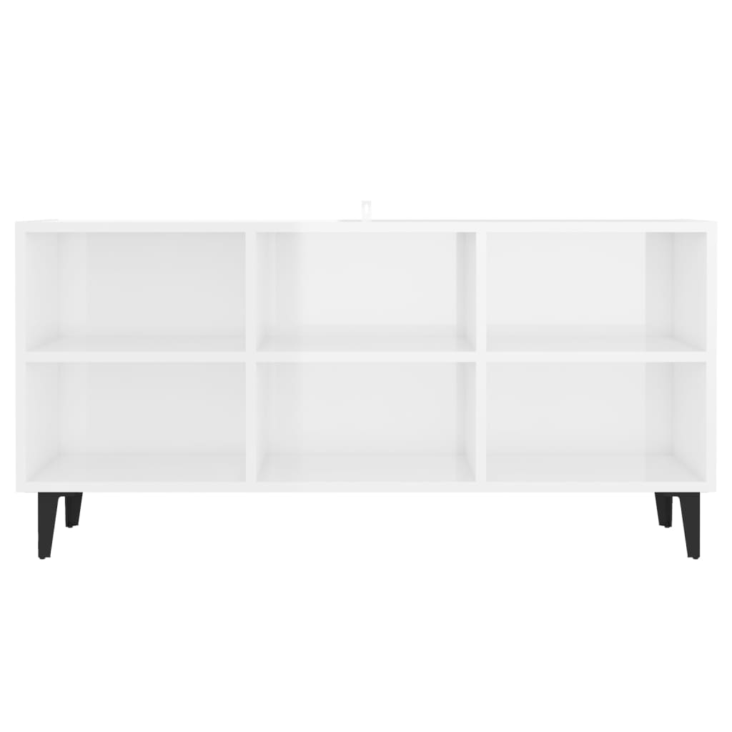 TV-taso metallijaloilla korkeakiilto valkoinen 103,5x30x50 cm - Sisustajankoti.fi