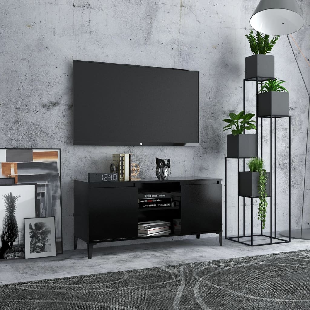 TV-taso metallijaloilla musta 103,5x35x50 cm - Sisustajankoti.fi