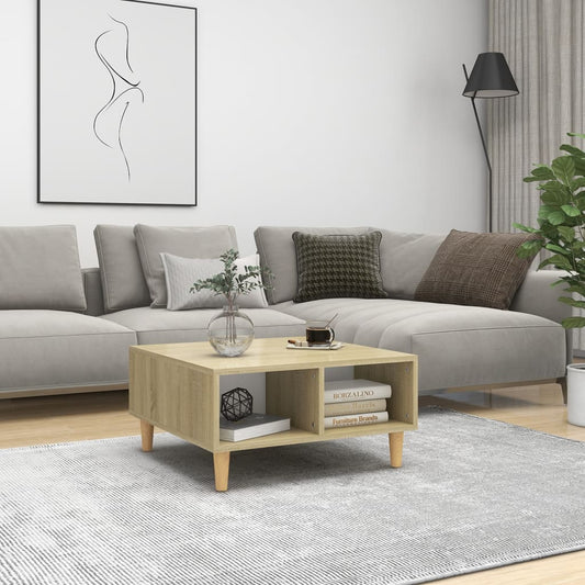 Sohvapöytä valkoinen ja Sonoma-tammi 60x60x30 cm lastulevy - Sisustajankoti.fi