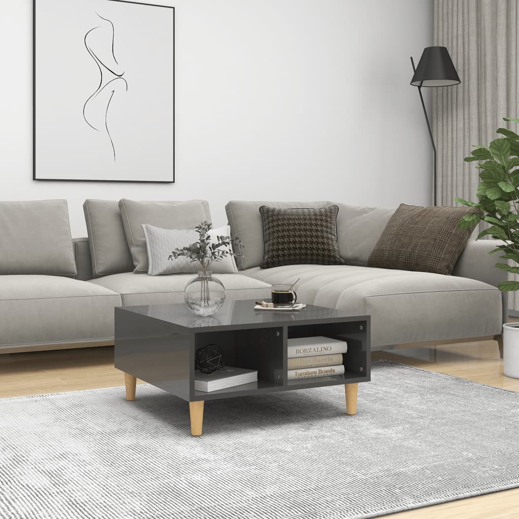 Sohvapöytä korkeakiilto harmaa 60x60x30 cm lastulevy - Sisustajankoti.fi