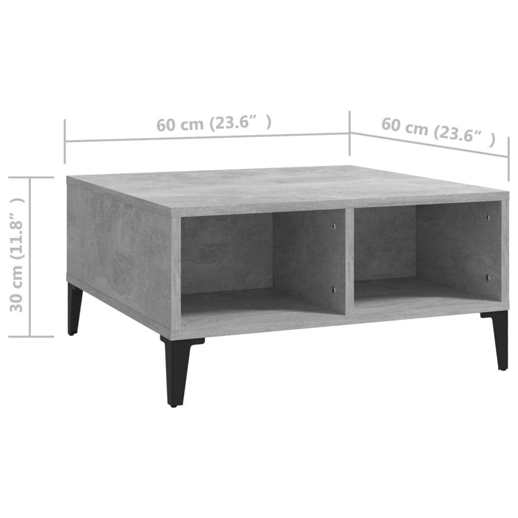 Sohvapöytä betoninharmaa 60x60x30 cm lastulevy - Sisustajankoti.fi