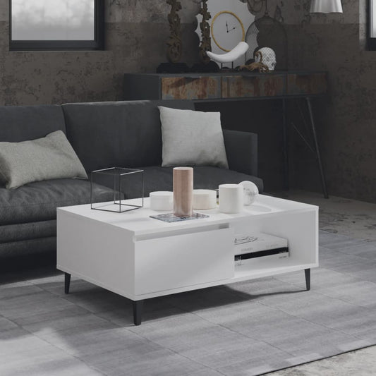 Sohvapöytä valkoinen 90x60x35 cm lastulevy - Sisustajankoti.fi