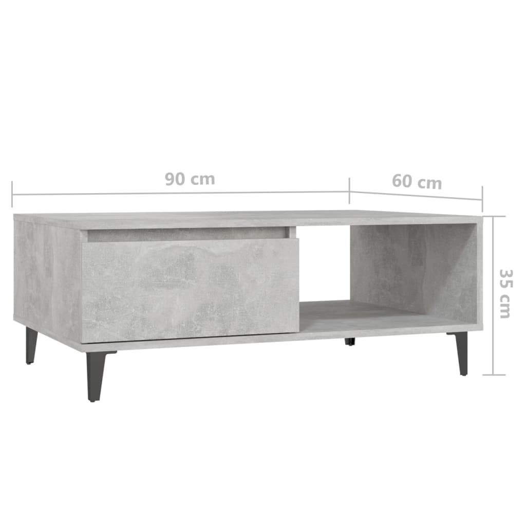 Sohvapöytä betoninharmaa 90x60x35 cm lastulevy - Sisustajankoti.fi