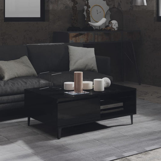 Sohvapöytä korkeakiilto musta 90x60x35 cm lastulevy - Sisustajankoti.fi