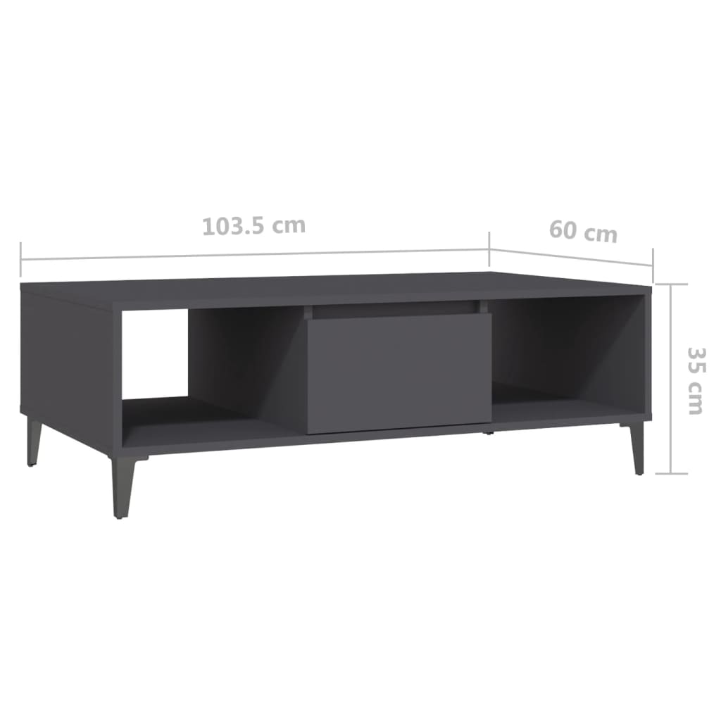 Sohvapöytä harmaa 103,5x60x35 cm lastulevy - Sisustajankoti.fi