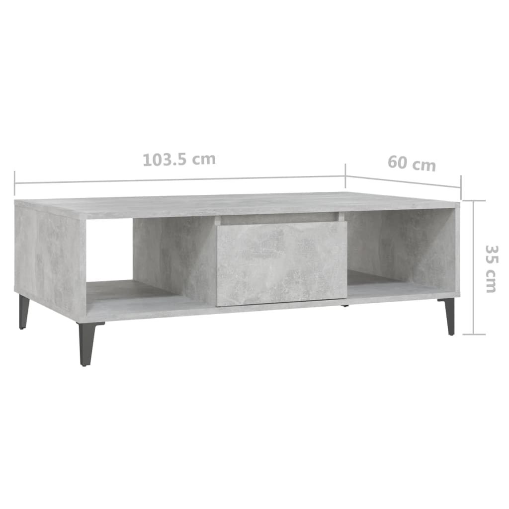 Sohvapöytä betoninharmaa 103,5x60x35 cm lastulevy - Sisustajankoti.fi