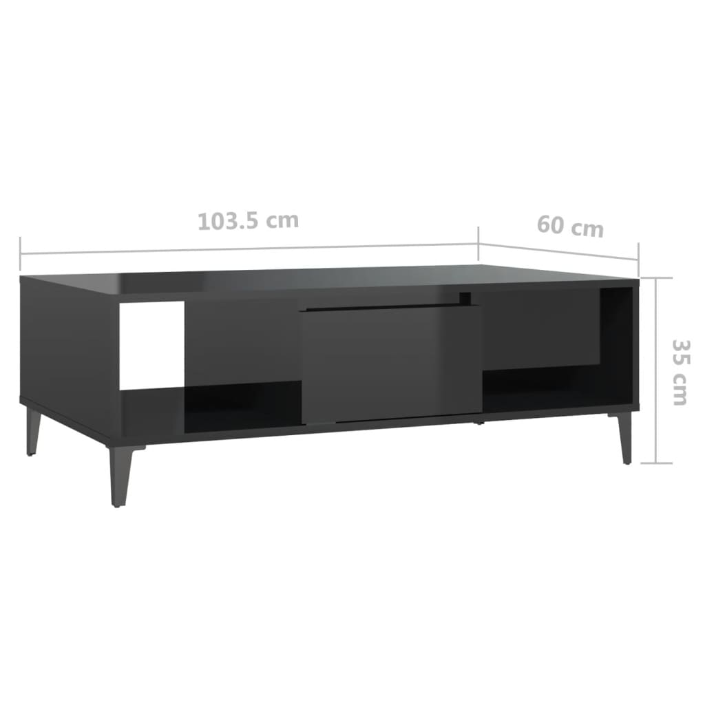 Sohvapöytä korkeakiilto musta 103,5x60x35 cm lastulevy - Sisustajankoti.fi