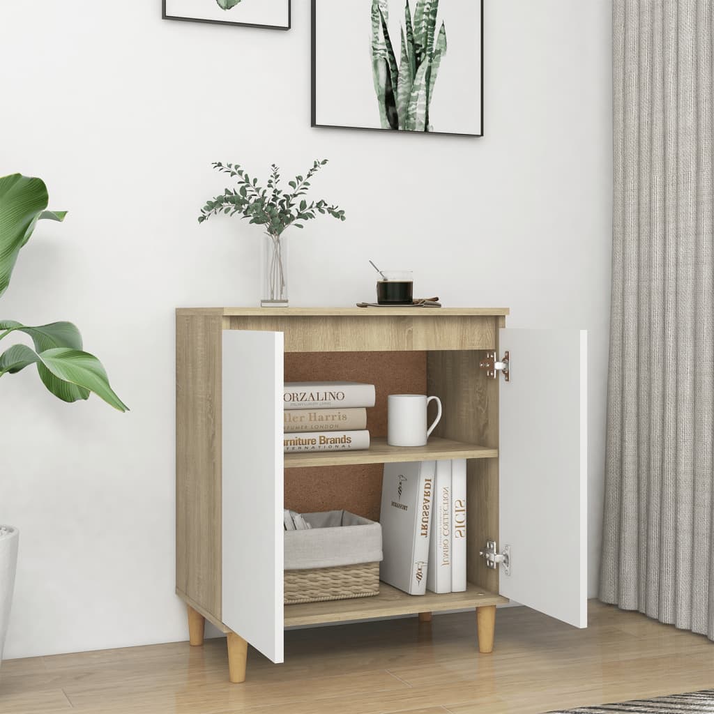 Senkki täyspuujaloilla valk./Sonoma tammi 60x35x70 cm - Sisustajankoti.fi