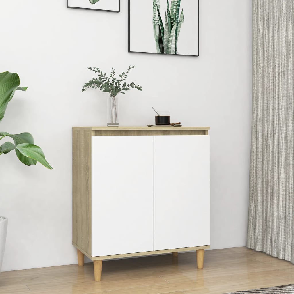 Senkki täyspuujaloilla valk./Sonoma tammi 60x35x70 cm - Sisustajankoti.fi