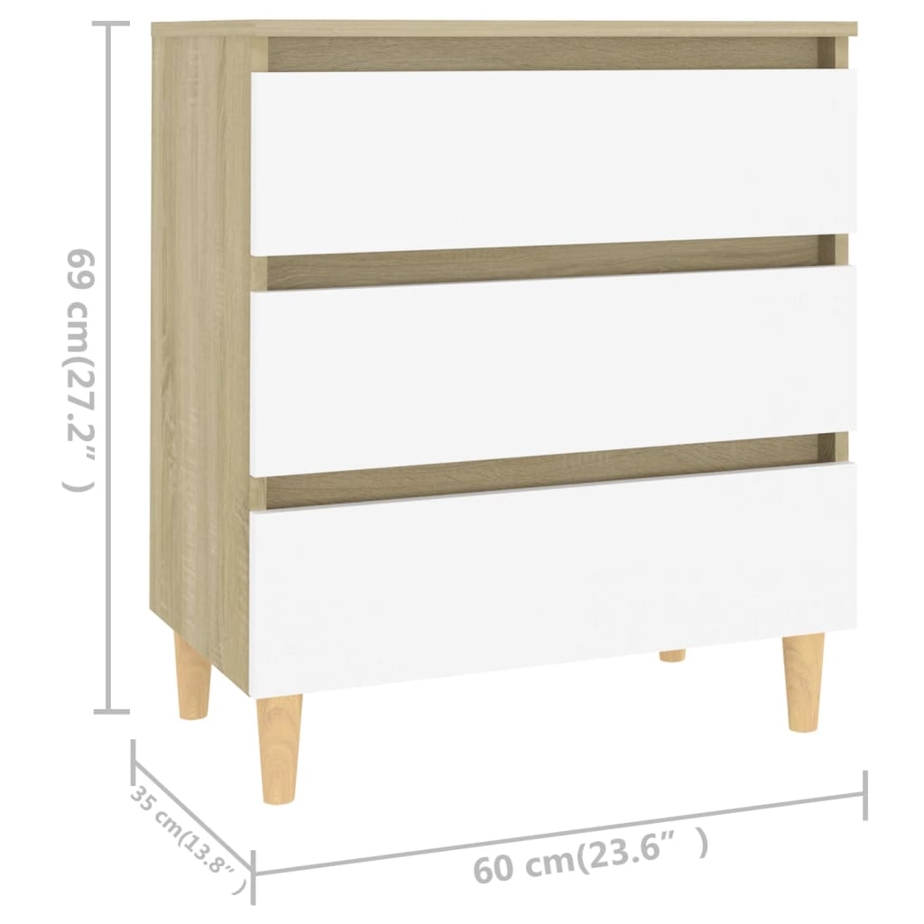 Senkki valkoinen ja Sonoma-tammi 60x35x69 cm lastulevy - Sisustajankoti.fi