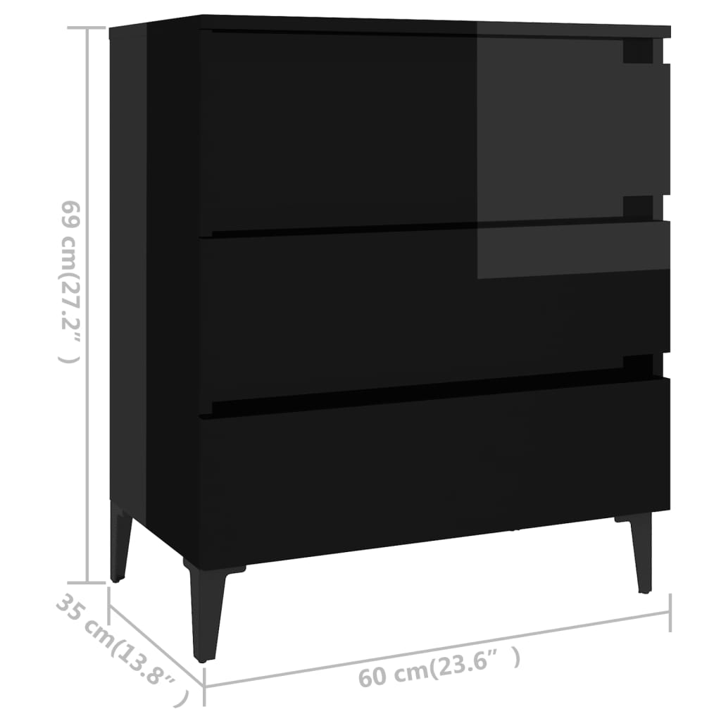 Senkki korkeakiilto musta 60x35x69 cm lastulevy - Sisustajankoti.fi