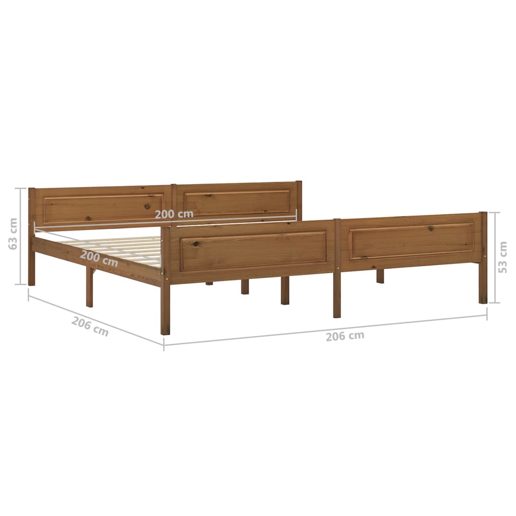 Sängynrunko täysi mänty hunajanruskea 200x200 cm - Sisustajankoti.fi