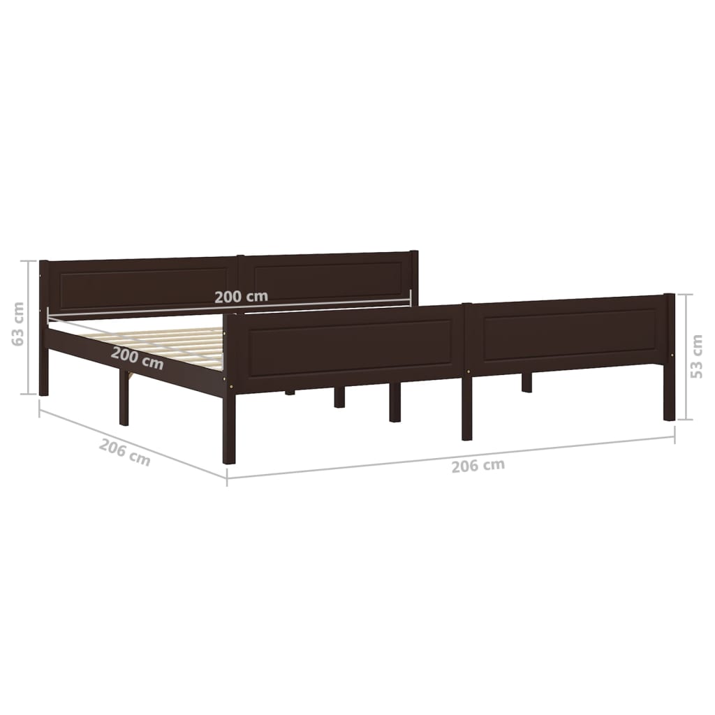 Sängynrunko täysi mänty tummanruskea 200x200 cm - Sisustajankoti.fi