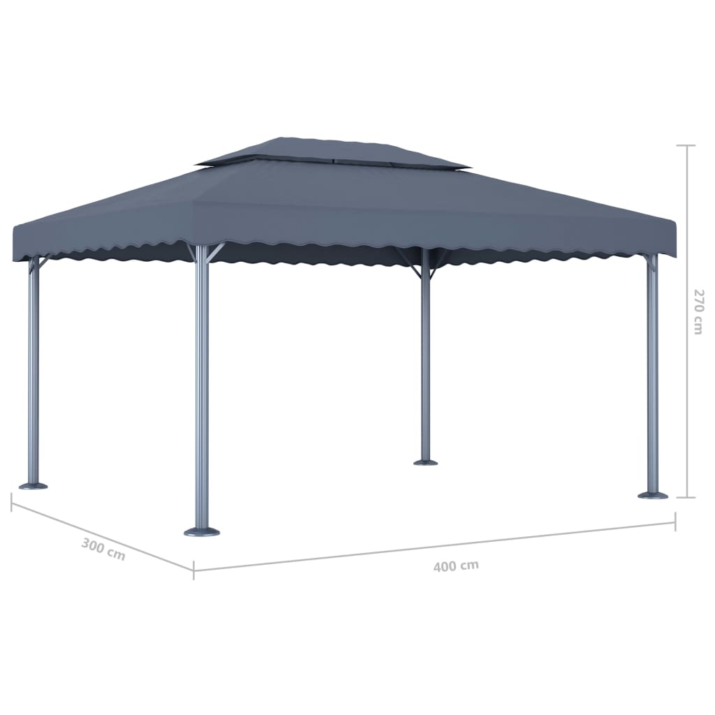 Huvimaja valonauhoilla 400x300 cm antrasiitti alumiini - Sisustajankoti.fi