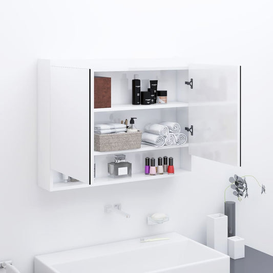 LED kylpyhuoneen peilikaappi 80x15x60 cm MDF kiiltävä valkoinen - Sisustajankoti.fi