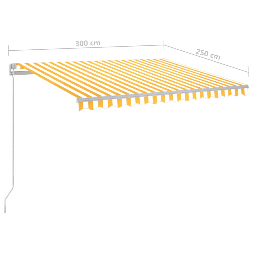 Sisäänkelattava markiisi LEDillä 300x250cm keltavalkoinen - Sisustajankoti.fi