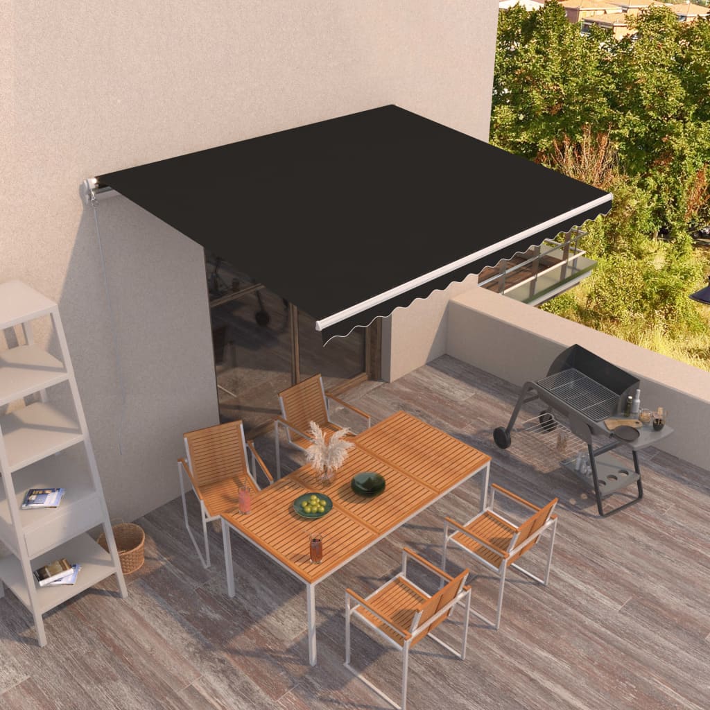 Manuaalisesti sisäänkelattava markiisi 400x350 cm antrasiitti - Sisustajankoti.fi