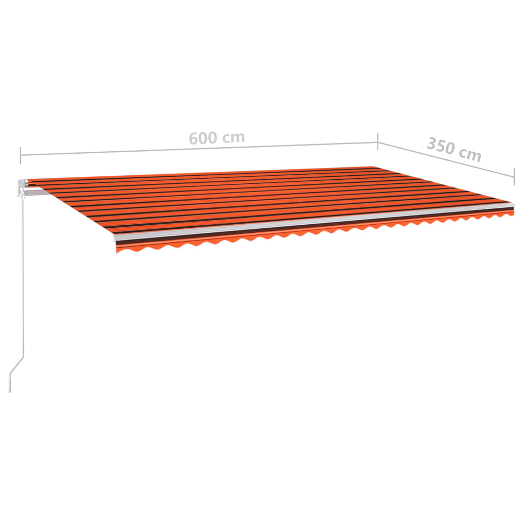 Manuaalisesti sisäänkelattava markiisi 600x350cm orans./rusk. - Sisustajankoti.fi