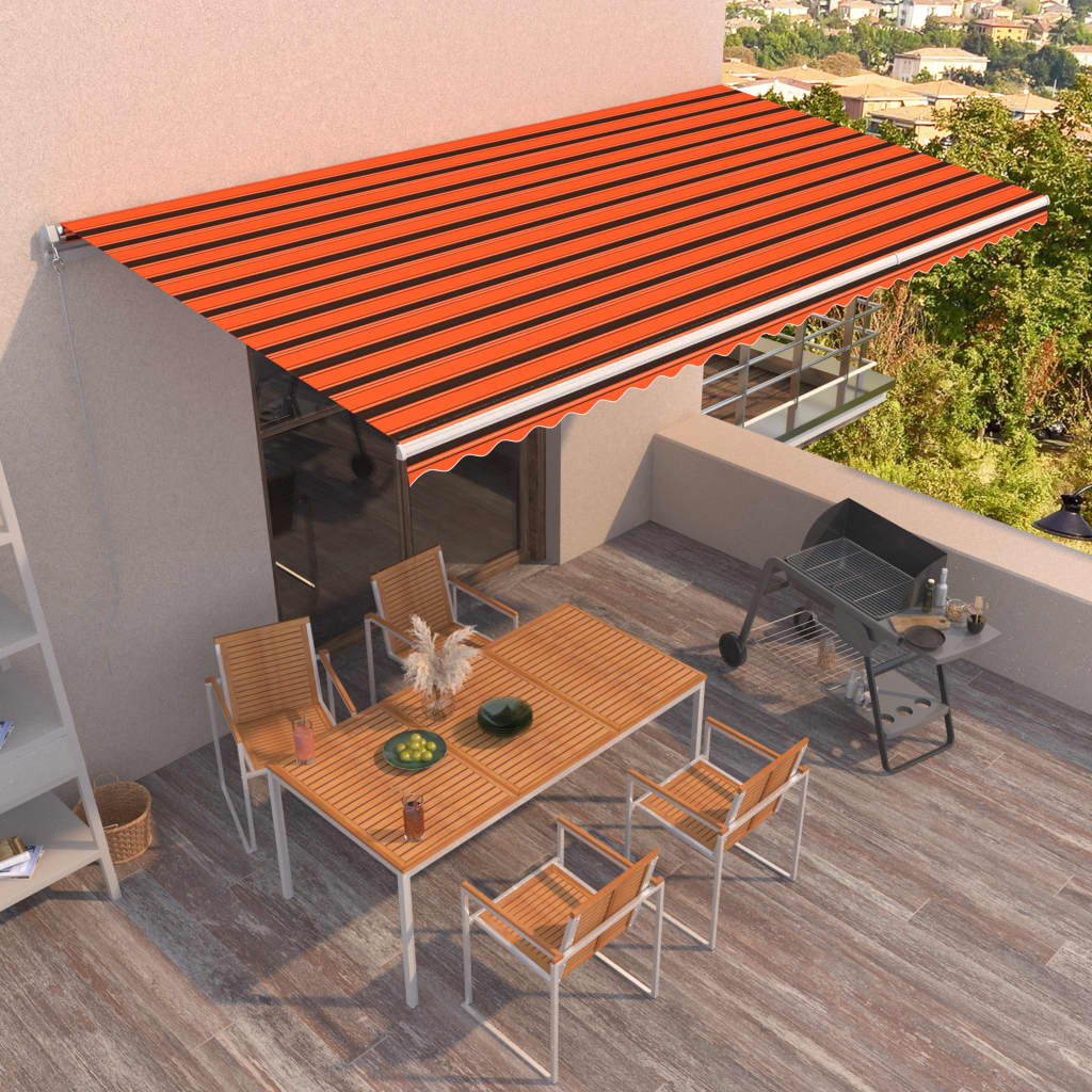Manuaalisesti sisäänkelattava markiisi 600x350cm orans./rusk. - Sisustajankoti.fi
