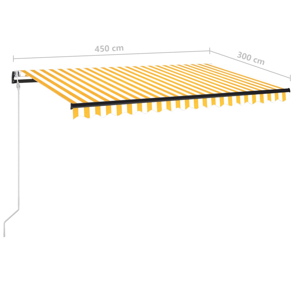 Automaattisesti sisäänkelattava markiisi 450x300cm keltavalk. - Sisustajankoti.fi
