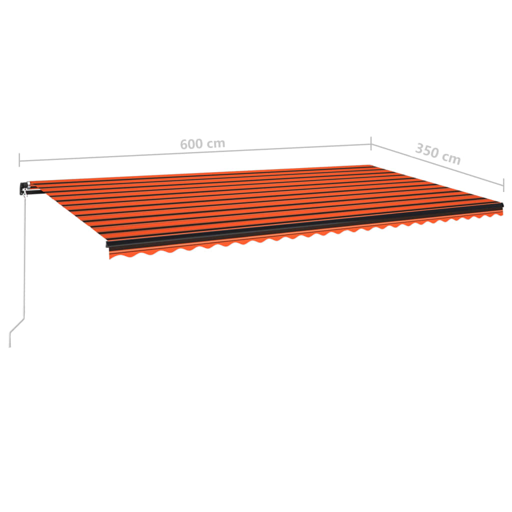Manuaalisesti sisäänkelattava markiisi 600x350 cm orans./rusk. - Sisustajankoti.fi