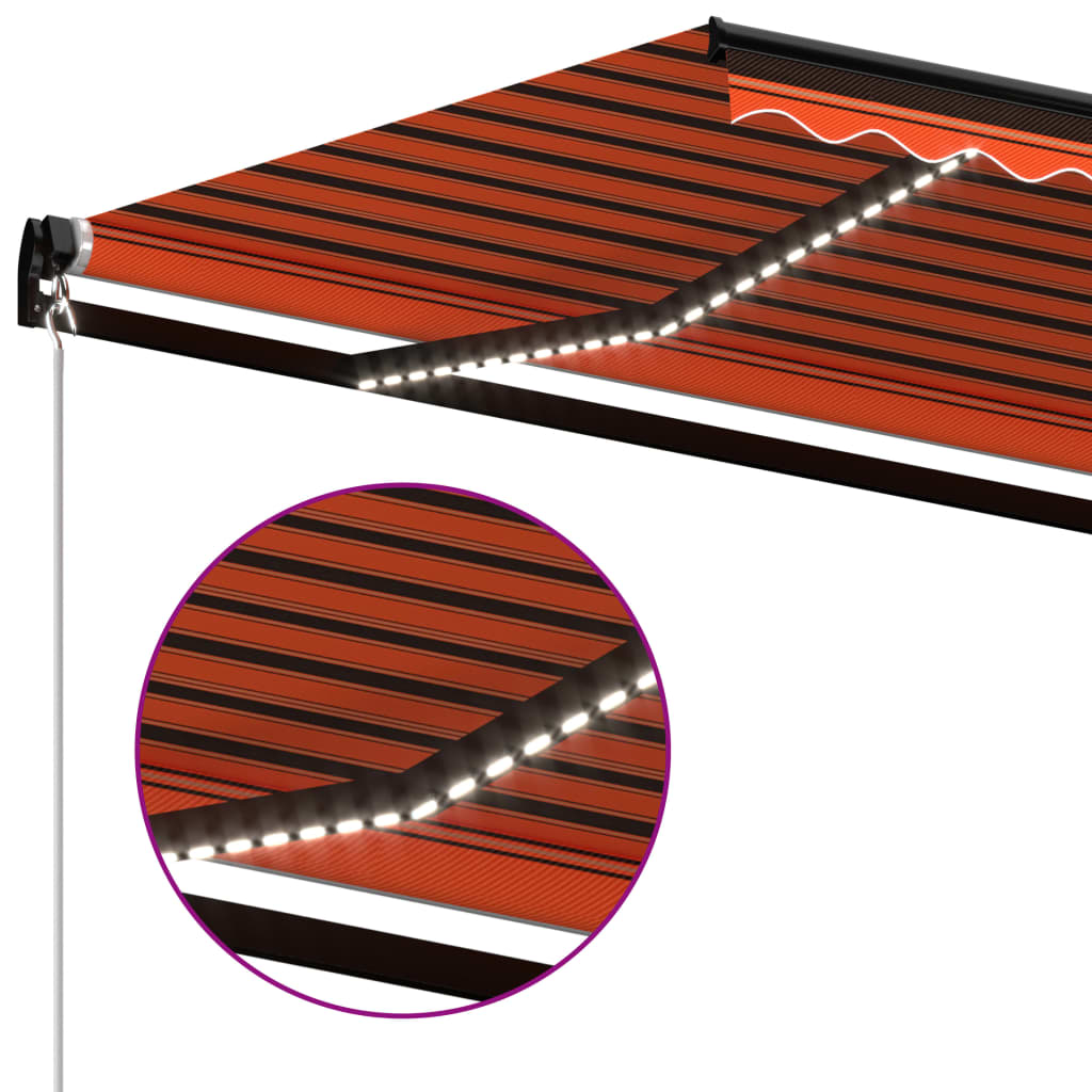 Sisäänkelattava markiisi LED-valo 600x350 cm orans./rusk. - Sisustajankoti.fi