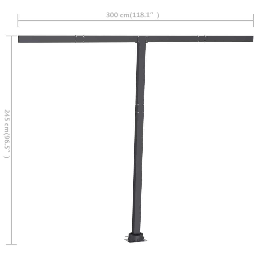 Vapaasti seisova sisäänkelattava markiisi 300x250 cm sinivalk. - Sisustajankoti.fi