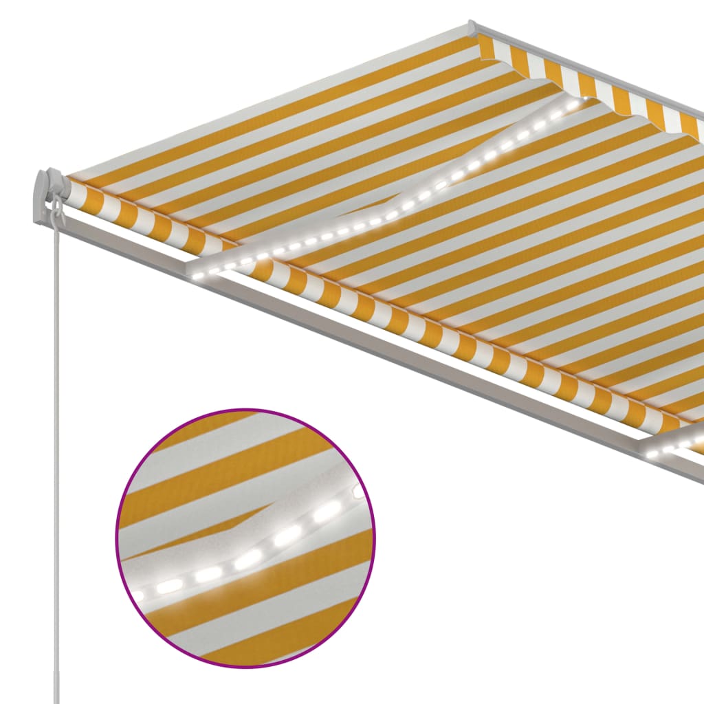 Sisäänkelattava markiisi LED/tuulisensori 300x250 cm keltavalk. - Sisustajankoti.fi