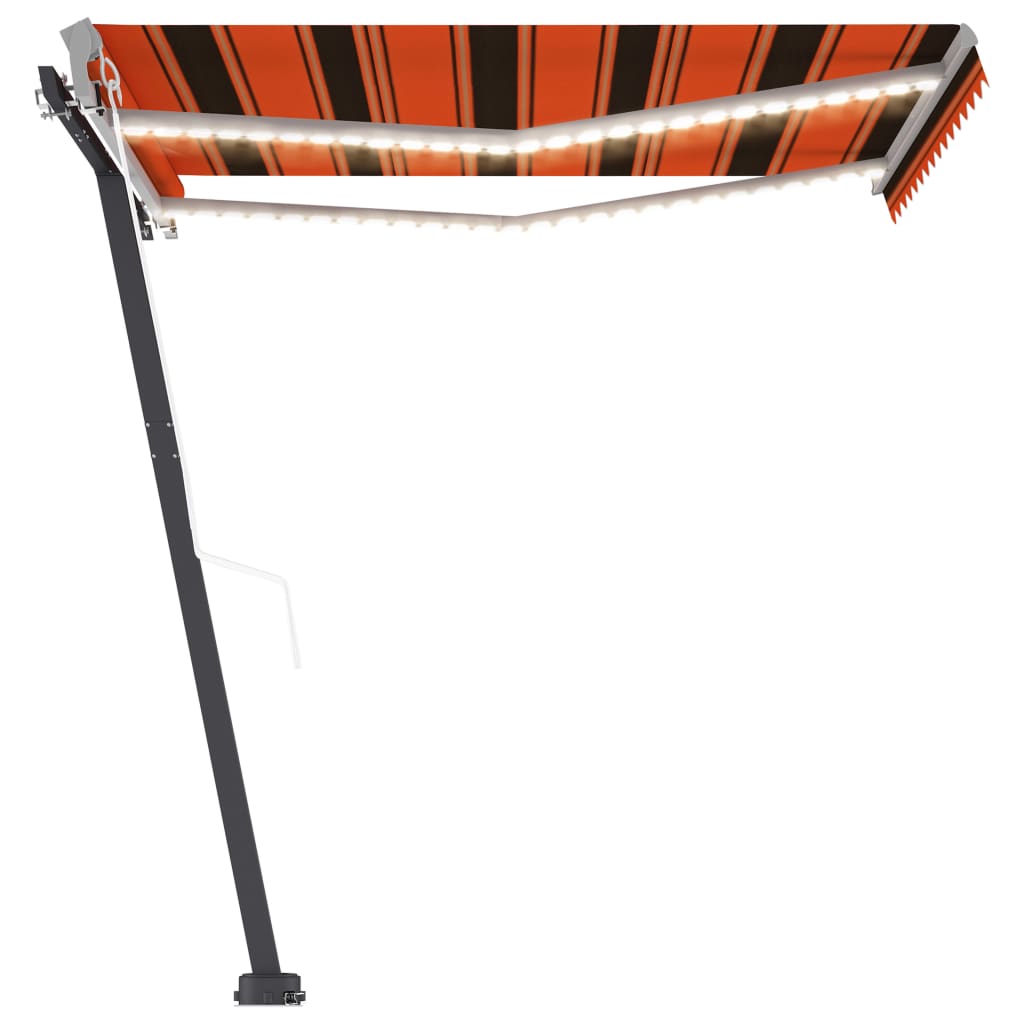 Sisäänkelattava markiisi LED/tuulisens. 300x250cm oranssiruskea - Sisustajankoti.fi