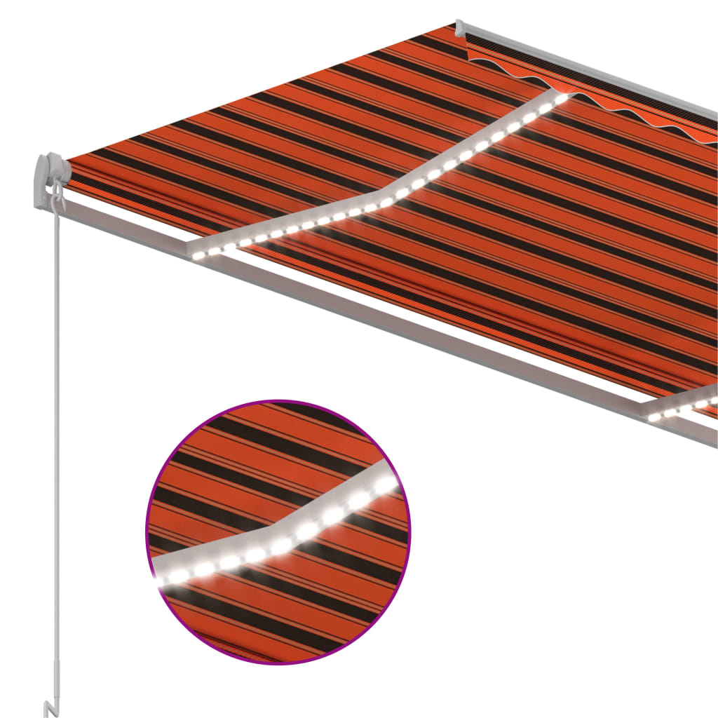 Sisäänkelattava markiisi LED/tuulisens. 300x250cm oranssiruskea - Sisustajankoti.fi