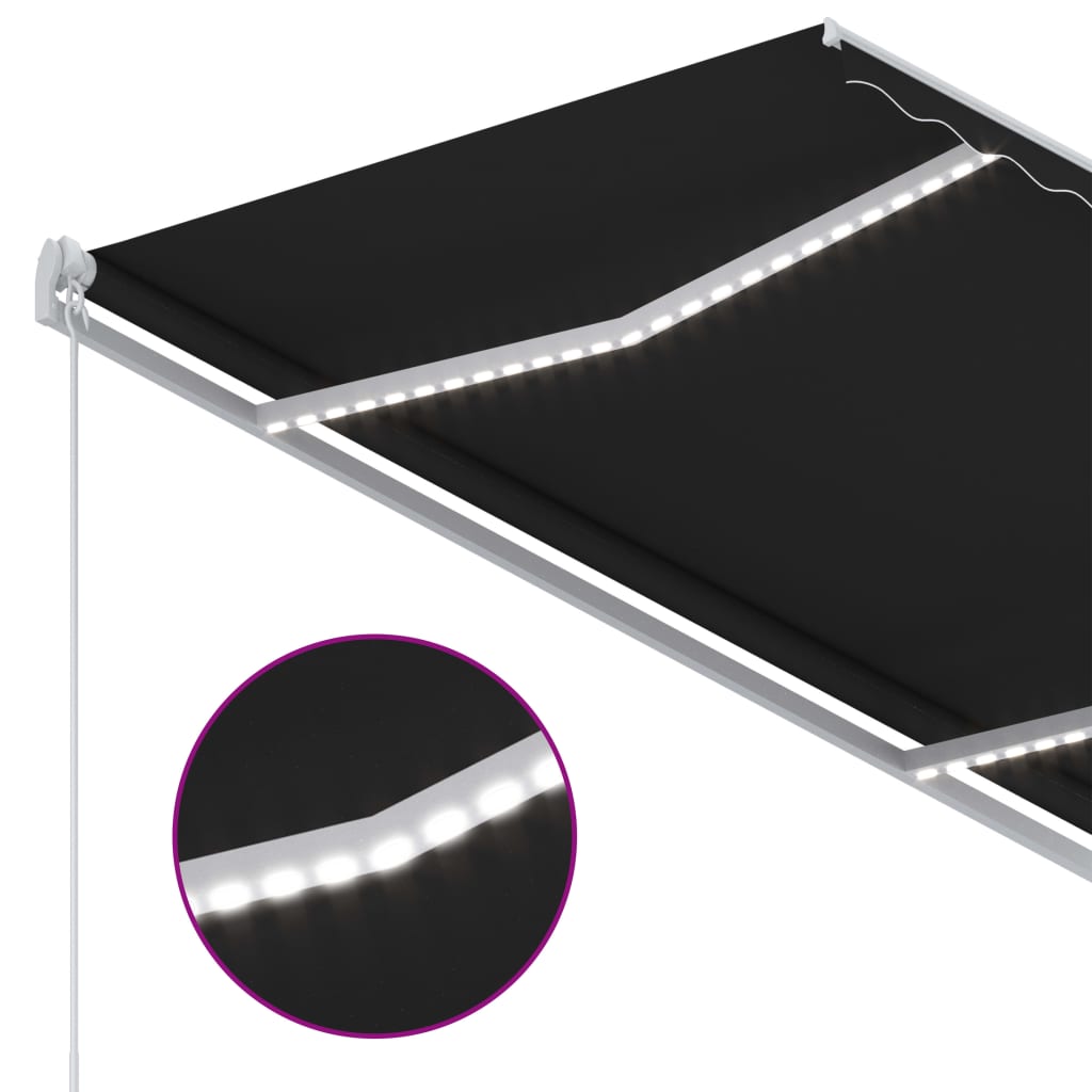 Sisäänkelattava markiisi LED/tuulisensori 350x250cm antrasiitti - Sisustajankoti.fi