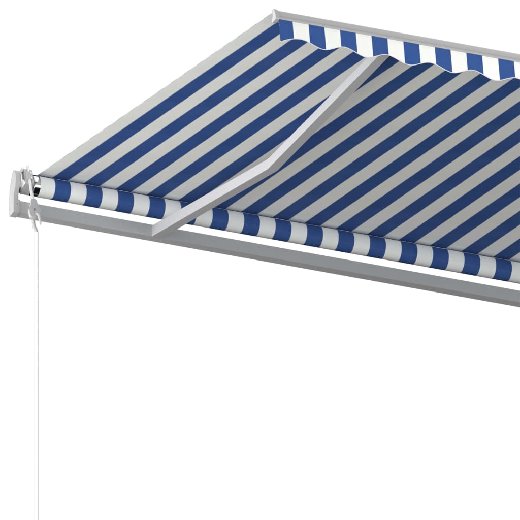 Vapaasti seisova sisäänkelattava markiisi 600x350 cm sinivalk. - Sisustajankoti.fi