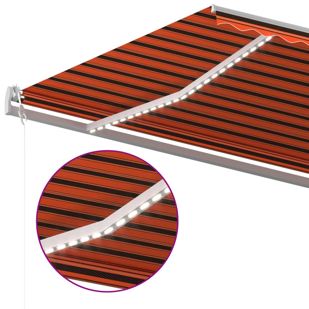 Sisäänkelattava markiisi LED-valo 600x350 cm orans./rusk. - Sisustajankoti.fi