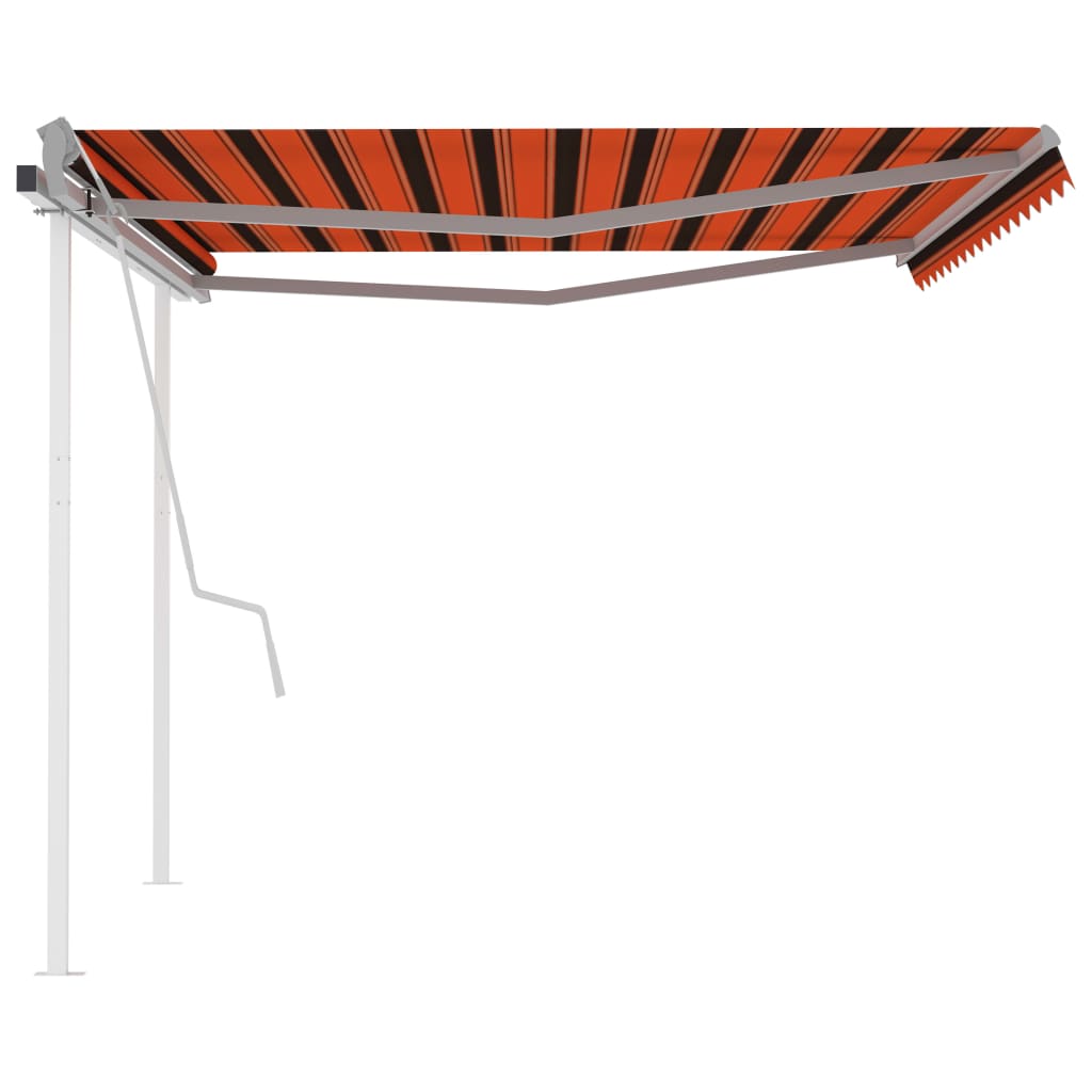 Manuaalisesti kelattava markiisi tolpilla 4,5x3,5m oranssi/rusk - Sisustajankoti.fi