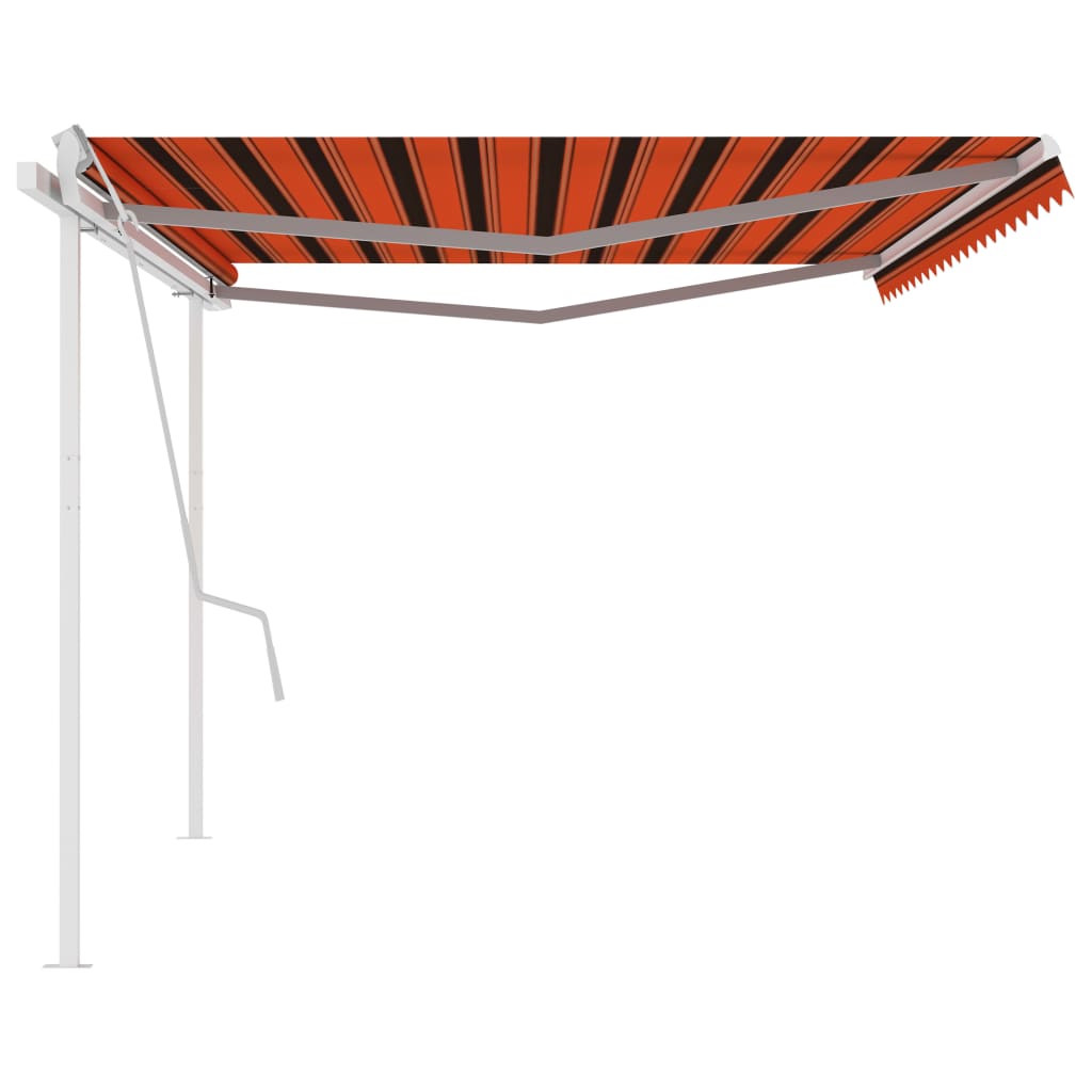 Manuaalisesti kelattava markiisi tolpilla 5x3,5m oranssi/ruskea - Sisustajankoti.fi